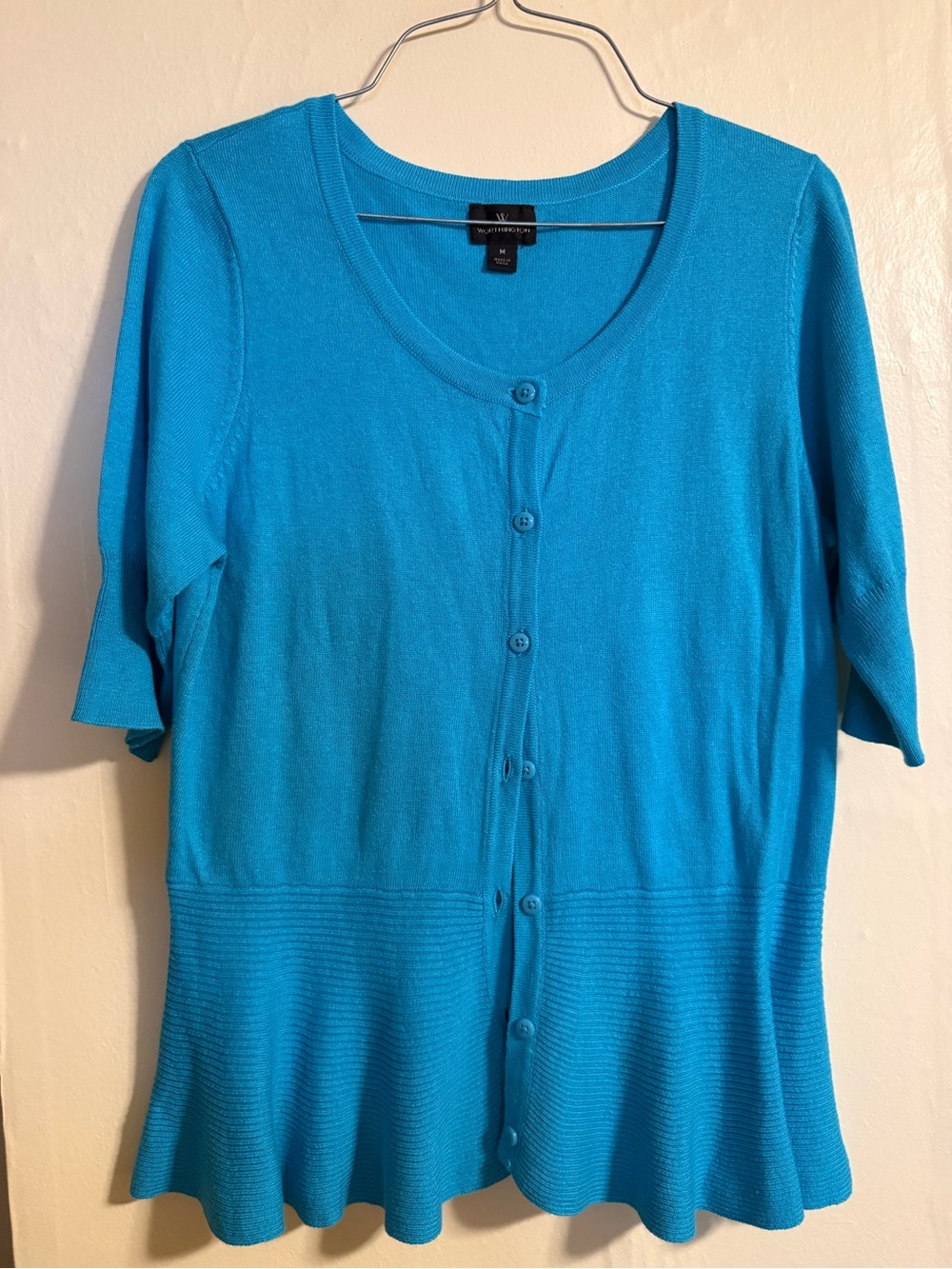 Worthington  Button-Front Short Sleeve Cardigan medium